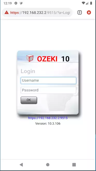 ozeki 10 login in android browser