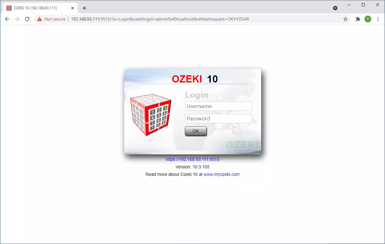 ozeki 10 login in desktop browser