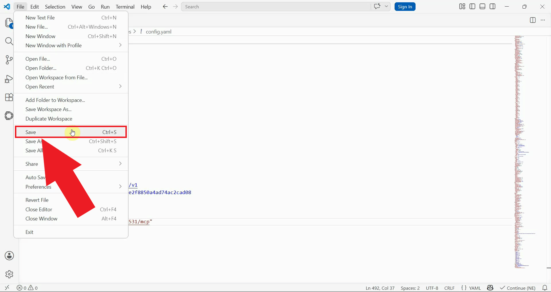 Save config
