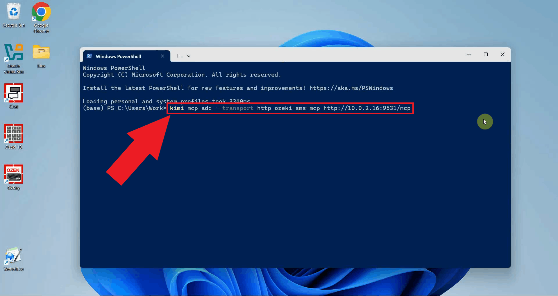 Run kimi mcp add command