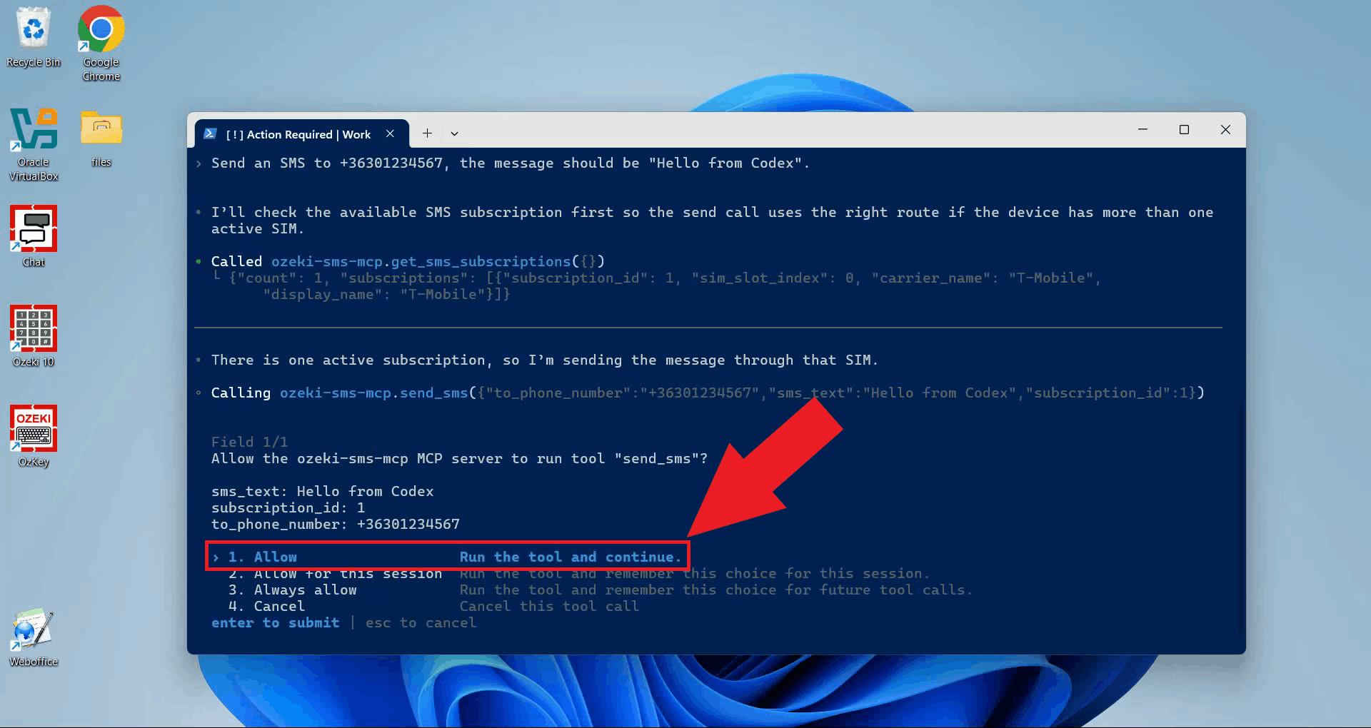 Allow tool use if prompted