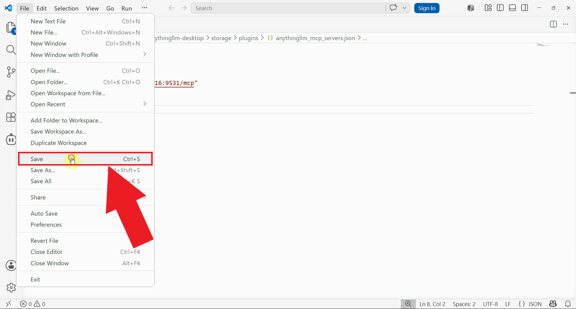 Save config and close text editor