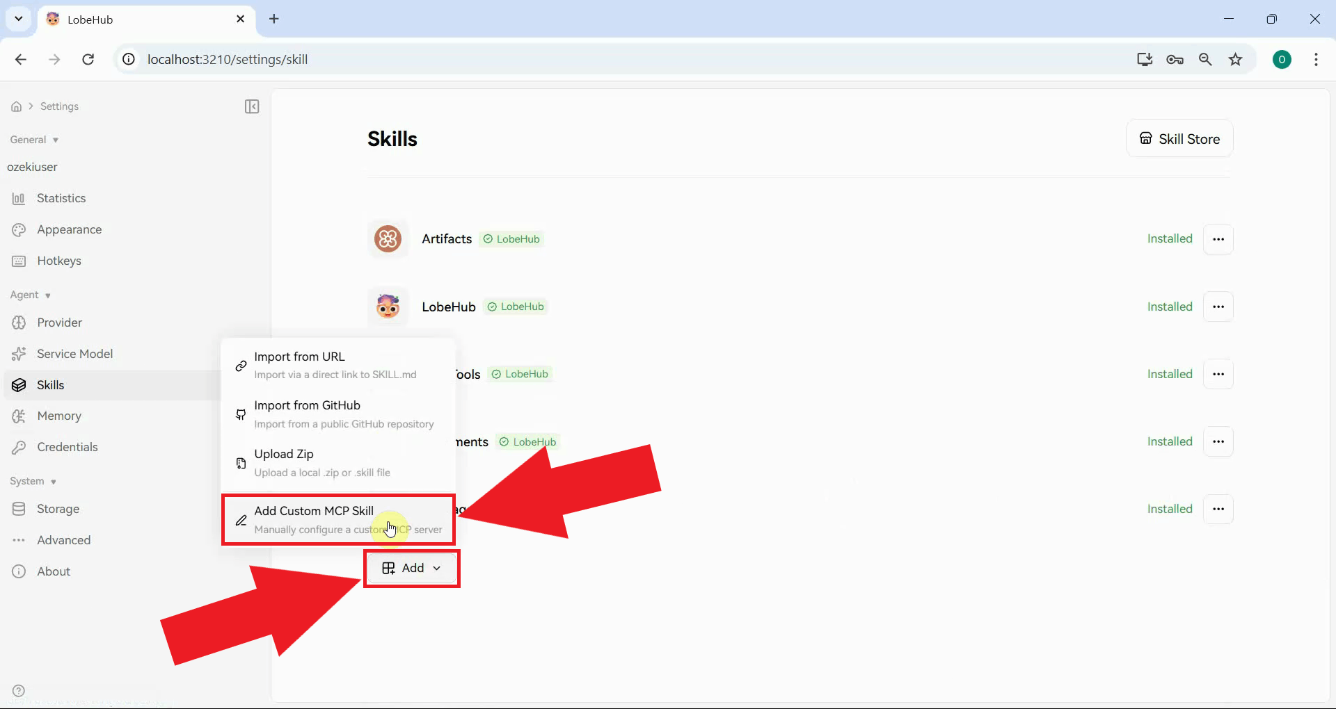 Add custom MCP skill