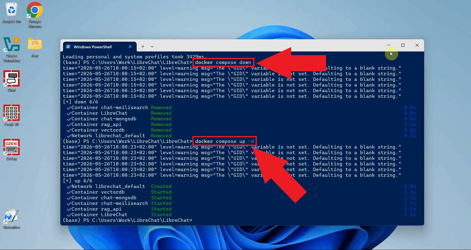 Restart the Docker container