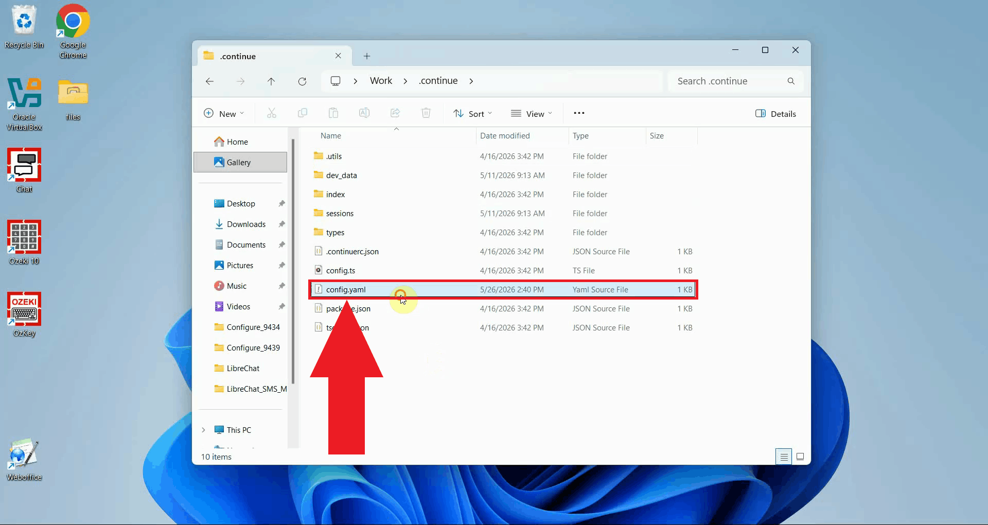 Open config.yaml file in a text editor