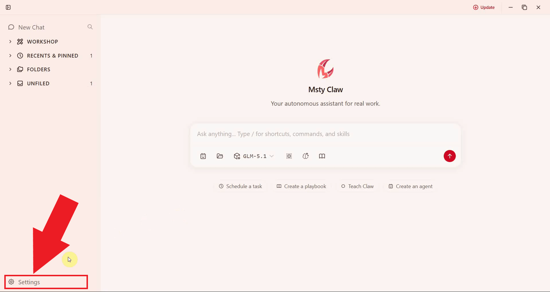 Open settings menu
