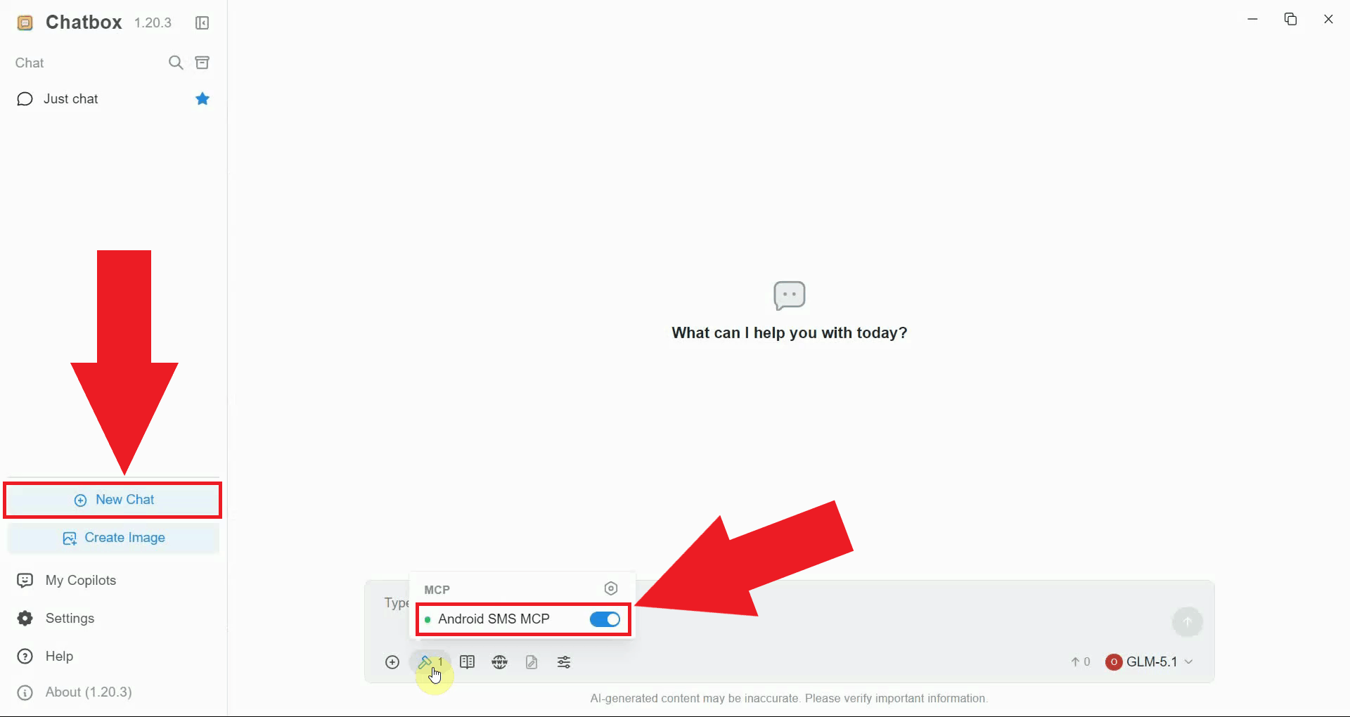 Start new chat and ensure the MCP server is enabled