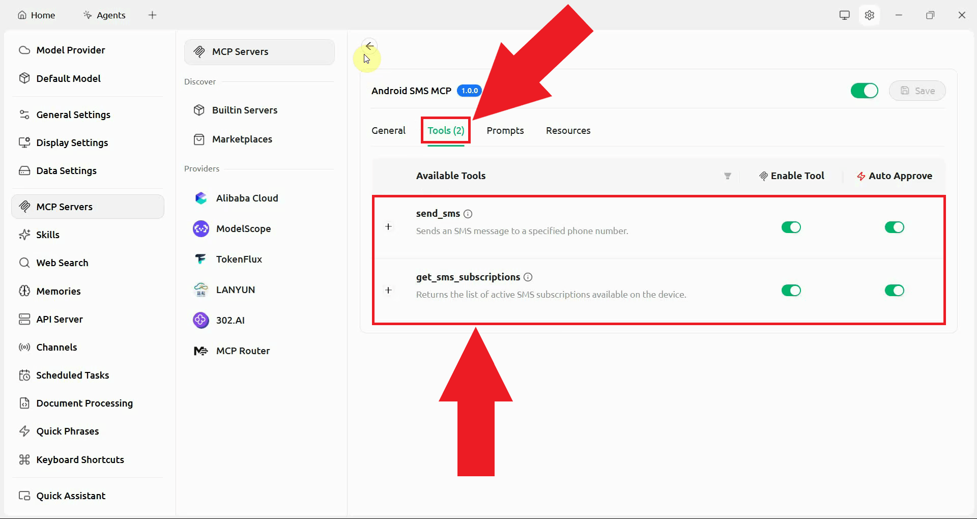 Navigate to Tools tab and view tools